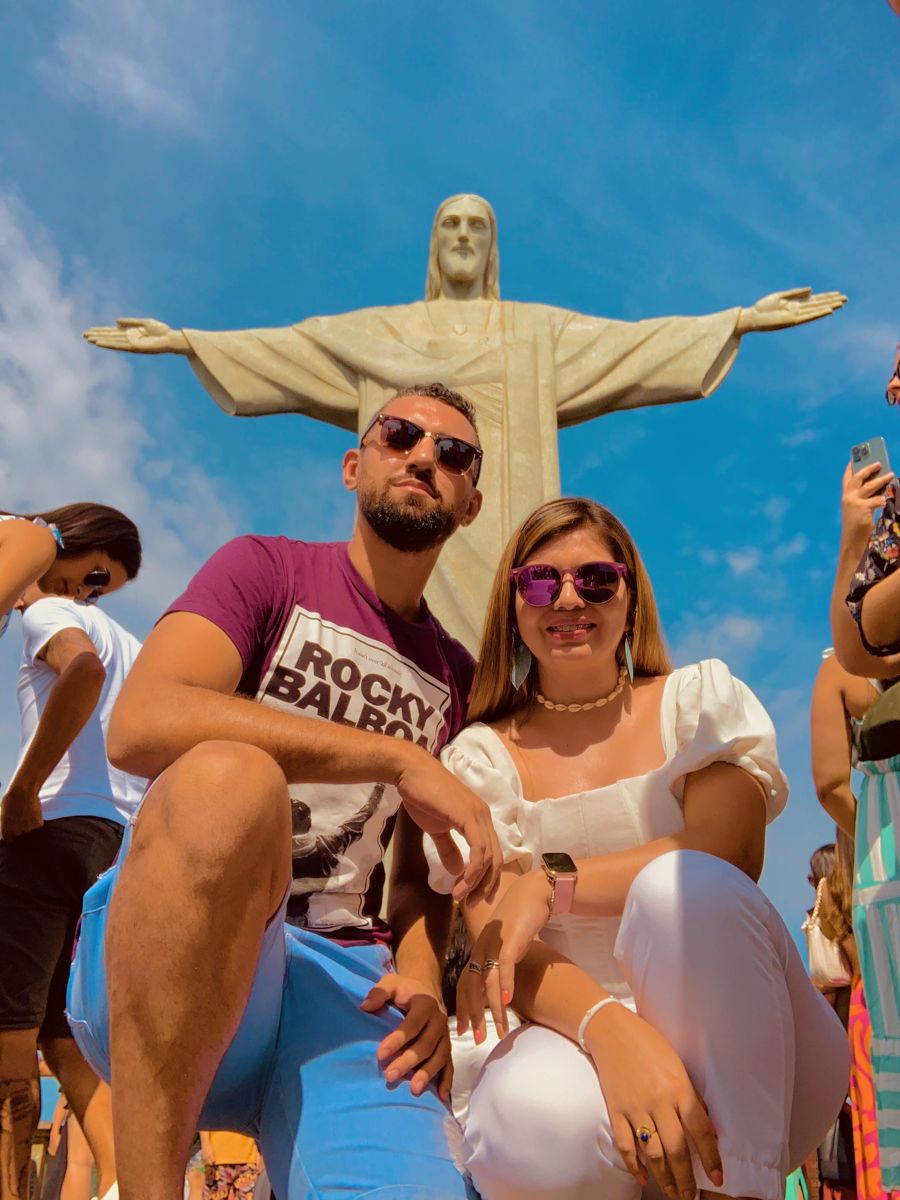 Sol y Luis frente al Cristo Redentor, Río de Janeiro
